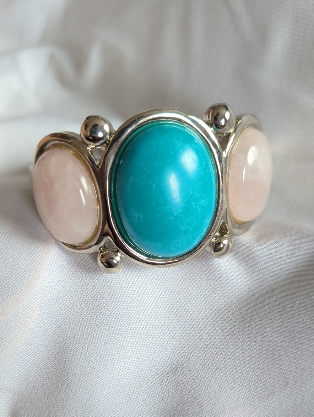 Turquoise Rose Quartz Cuff Bracelet